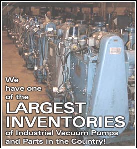 One of the Largest Inventories of Stokes Industrial Vacuum Pumps and Parts in the Country